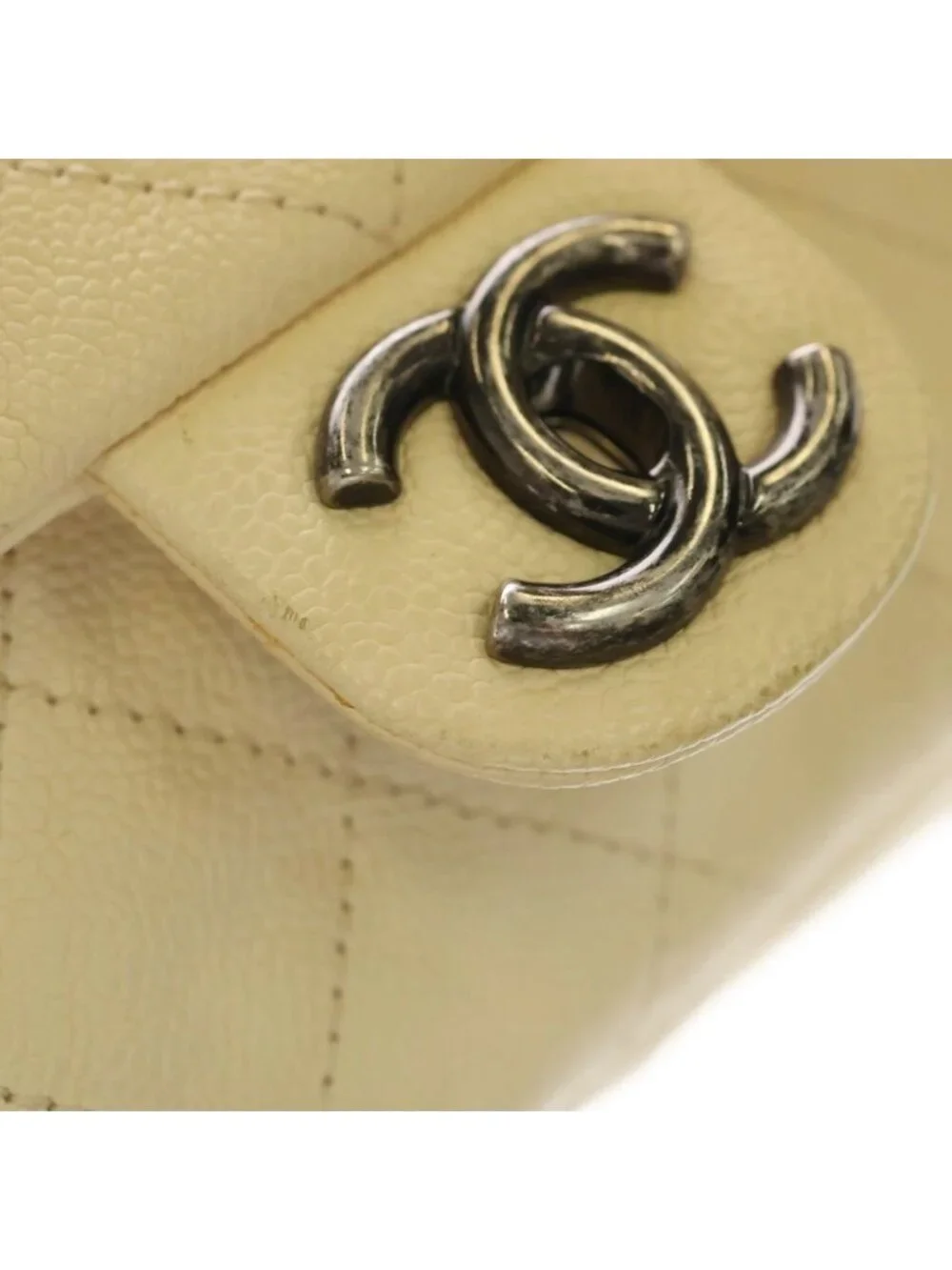 Chanel Quilted in the Mix Chain Shoulder Bag Beige Caviar Leather